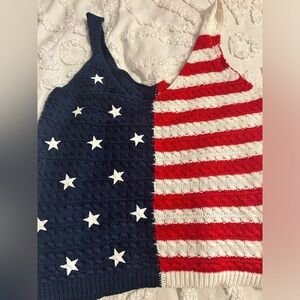 Knitted red white and blue tank top. Very cute for 4th of July.